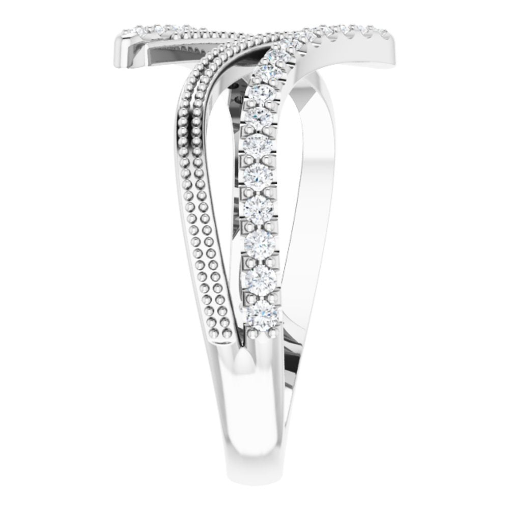 14K White 1/4 CTW Natural Diamond Bypass Ring