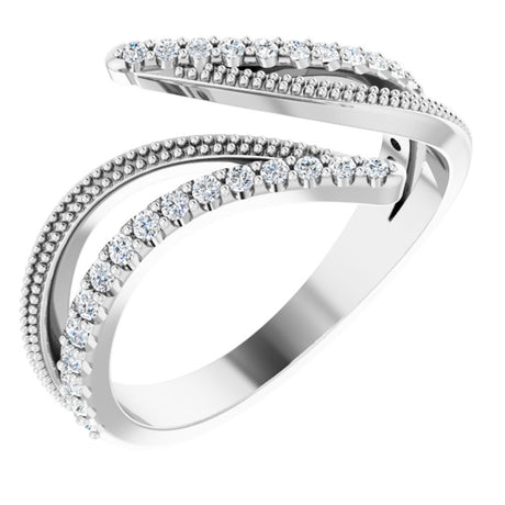 14K White Gold 1/4 CTW Natural Diamond Bypass Ring