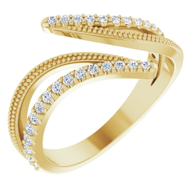 14K Yellow Gold 1/4 CTW Natural Diamond Bypass Ring