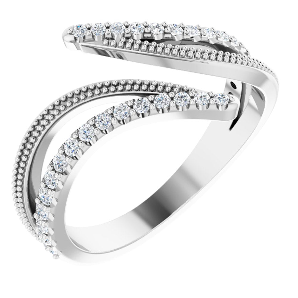 14K White 1/4 CTW Natural Diamond Bypass Ring