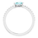 14K White Natural Blue Zircon & 1/6 CTW Natural Diamond Ring