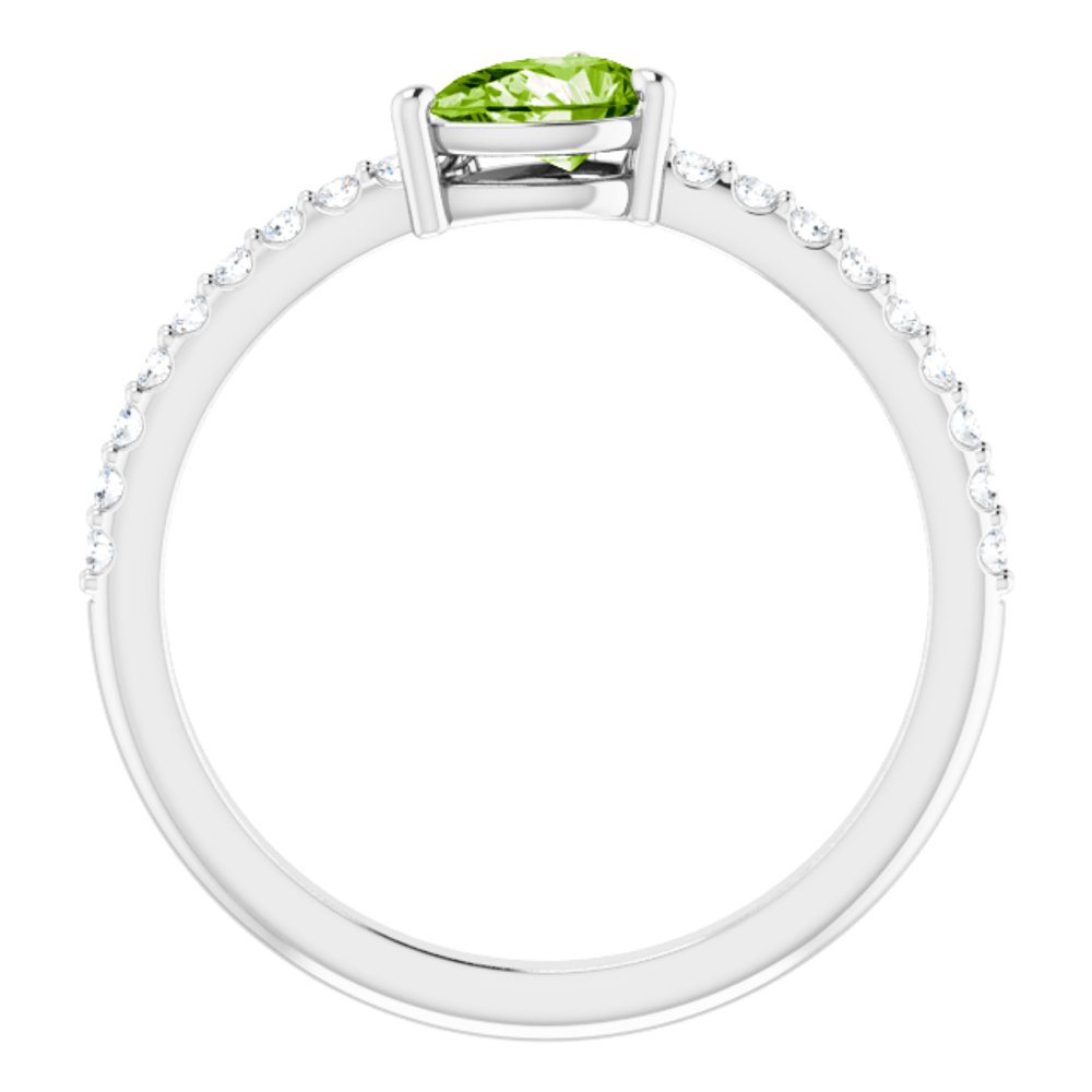 14K White Natural Peridot & 1/6 CTW Natural Diamond Ring