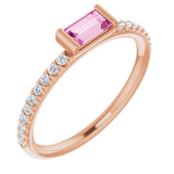 14K Rose Natural Pink Sapphire & 1/6 CTW Natural Diamond Stackable Ring