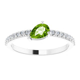 14K White Natural Peridot & 1/6 CTW Natural Diamond Ring