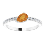 14K White Natural Citrine & 1/6 CTW Natural Diamond Ring