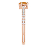 14K Rose Natural Citrine & 1/6 CTW Natural Diamond Ring