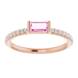 14K Rose Natural Pink Sapphire & 1/6 CTW Natural Diamond Stackable Ring