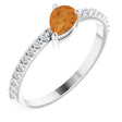 14K White Natural Citrine & 1/6 CTW Natural Diamond Ring