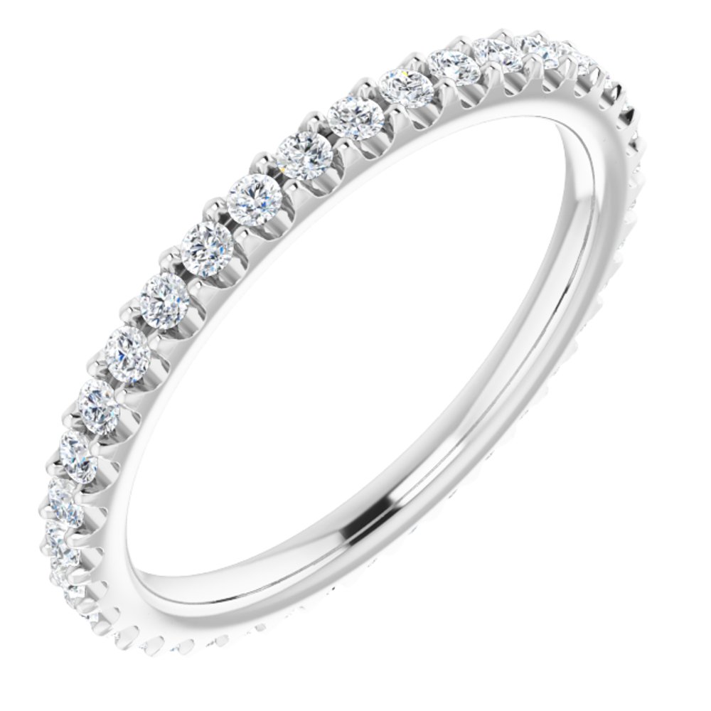 14K White 1/3 CTW Natural Diamond Eternity Band Size 4.5