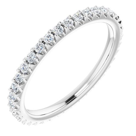 14K White 1/3 CTW Natural Diamond Eternity Band Size 4.5