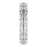 14K White Gold 5 mm Milgrain Sculptural Half Round Band Size 10