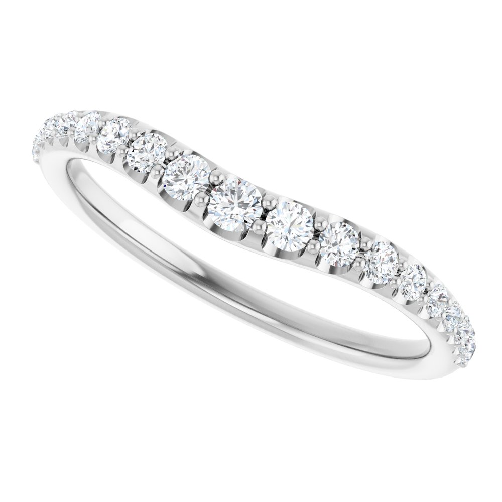 14K White 1/2 CTW Lab-Grown Diamond Graduated Contour Band