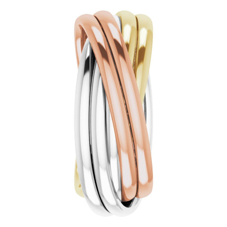 14K White/Yellow/Rose Gold Six-Piece Rolling Band Size 5.5