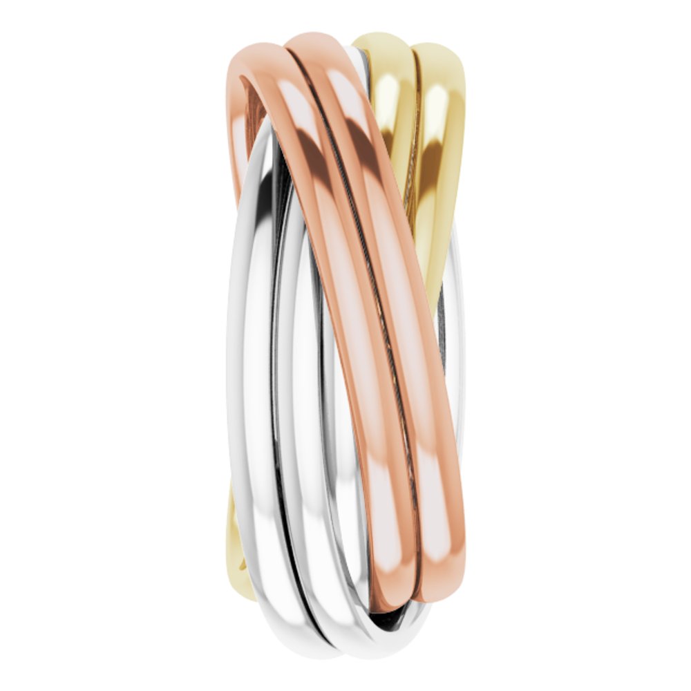 14K White/Yellow/Rose Gold Six-Piece Rolling Band Size 5.5