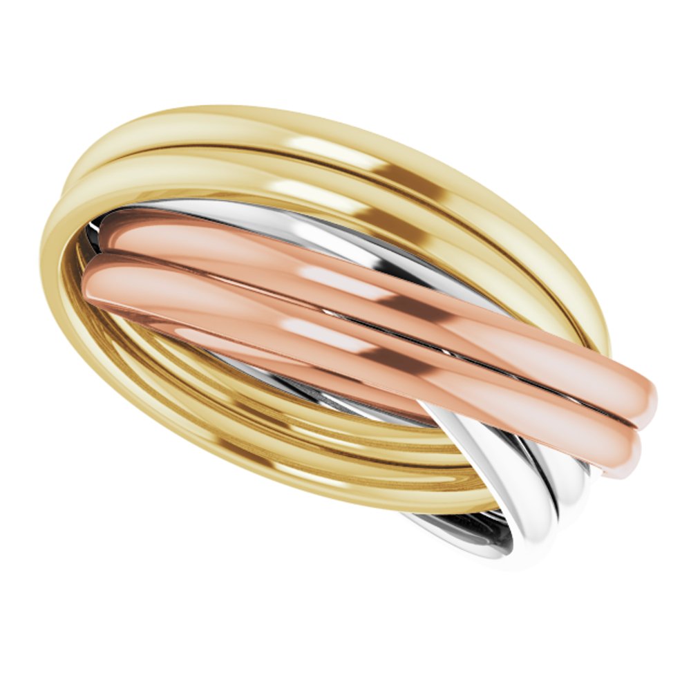 14K White/Yellow/Rose Gold Six-Piece Rolling Band Size 5.5