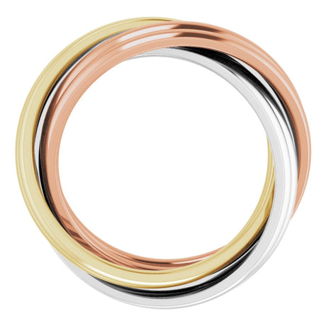 14K Tri-Color 6-Band Rolling Ring Size 5.5