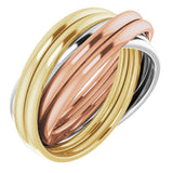 14K White/Yellow/Rose Gold Six-Piece Rolling Band Size 5.5