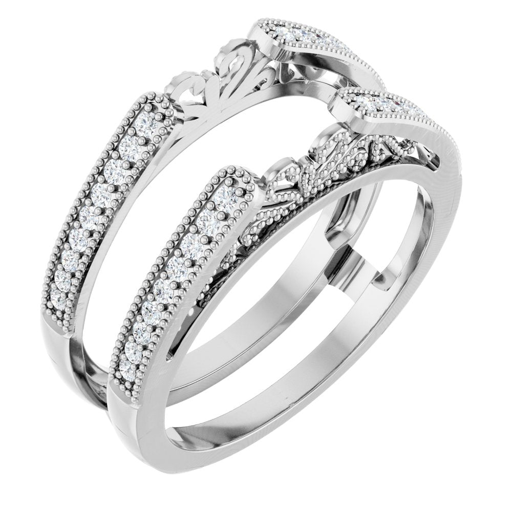 14K White Gold 1/4 CTW Natural Diamond Ring Guard