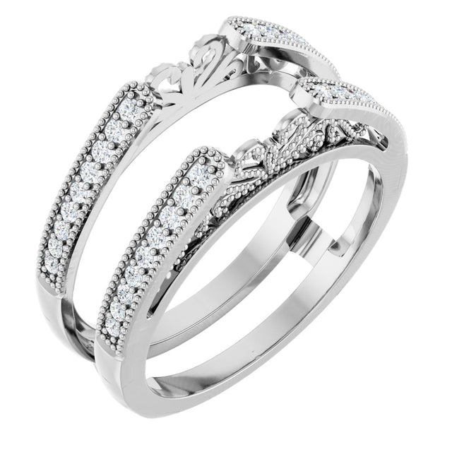 14K White Gold 1/4 CTW Natural Diamond Ring Guard