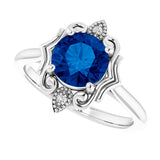 14K White Lab-Grown Blue Sapphire & .01 CTW Natural Diamond Sculptural Ring