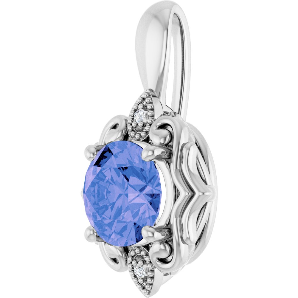 14K White Gold Natural Tanzanite & .01 CTW Natural Diamond Pendant