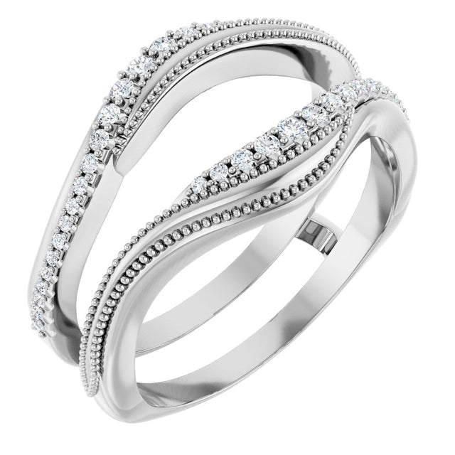 14K White Gold 1/6 CTW Natural Diamond Ring Guard