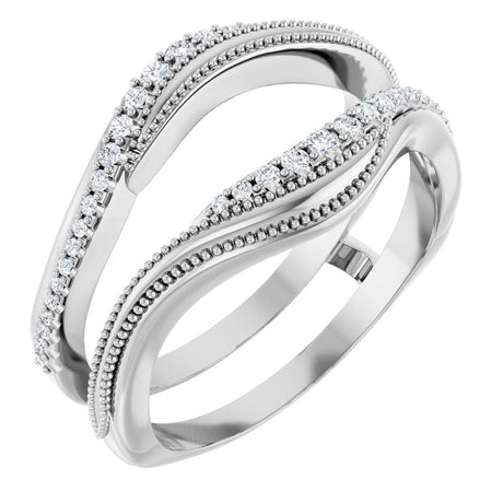 14K White Gold 1/6 CTW Natural Diamond Ring Guard