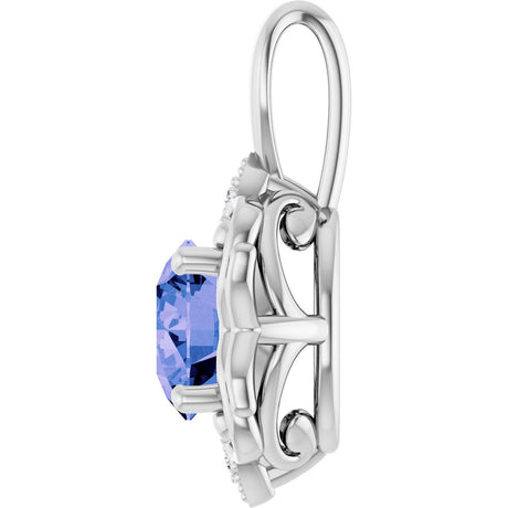 14K White Gold Natural Tanzanite & .01 CTW Natural Diamond Pendant