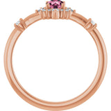 14K Rose Natural Pink Tourmaline & 1/6 CTW Natural Diamond Halo-Style Ring