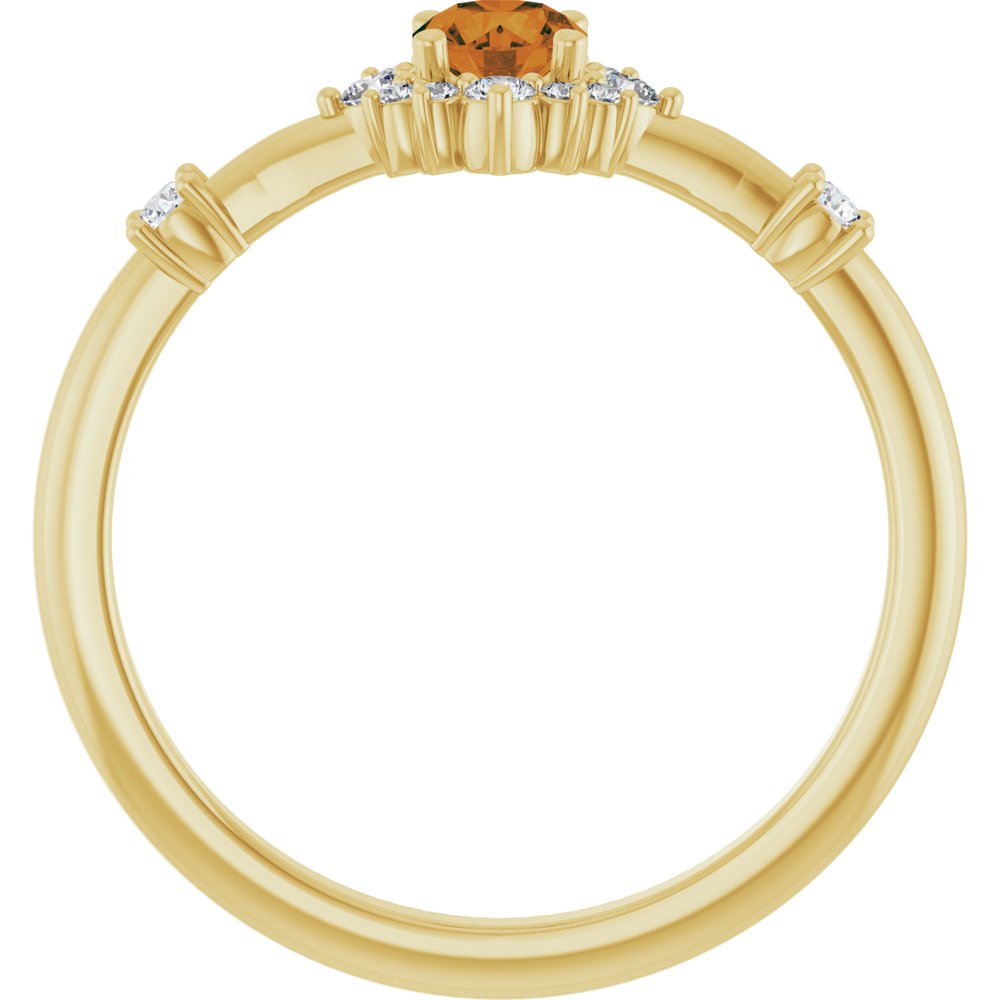 14K Yellow Natural Citrine & 1/6 CTW Natural Diamond Halo-Style Ring