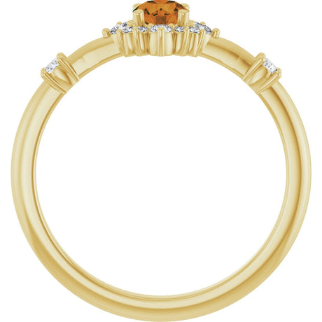 14K Yellow Natural Citrine & 1/6 CTW Natural Diamond Halo-Style Ring