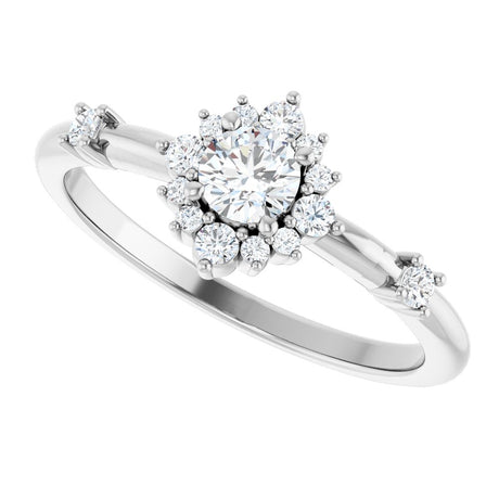 14K White Gold 3/8 CTW Lab-Grown Diamond Halo-Style Ring