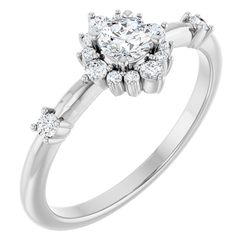14K White Gold 3/8 CTW Lab-Grown Diamond Halo-Style Ring