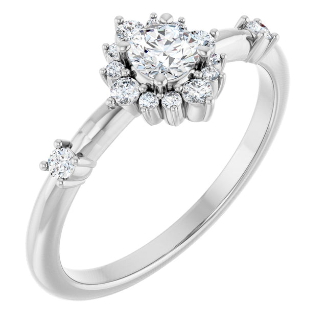14K White 3/8 CTW Natural Diamond Ring