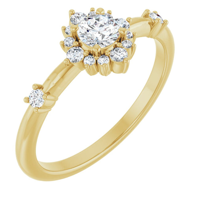 14K Yellow Gold 3/8 CTW Lab-Grown Diamond Halo-Style Ring