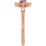 14K Rose Natural Pink Tourmaline & 1/6 CTW Natural Diamond Halo-Style Ring