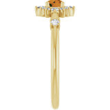 14K Yellow Natural Citrine & 1/6 CTW Natural Diamond Halo-Style Ring