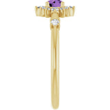 14K Yellow Natural Amethyst & 1/6 CTW Natural Diamond Halo-Style Ring