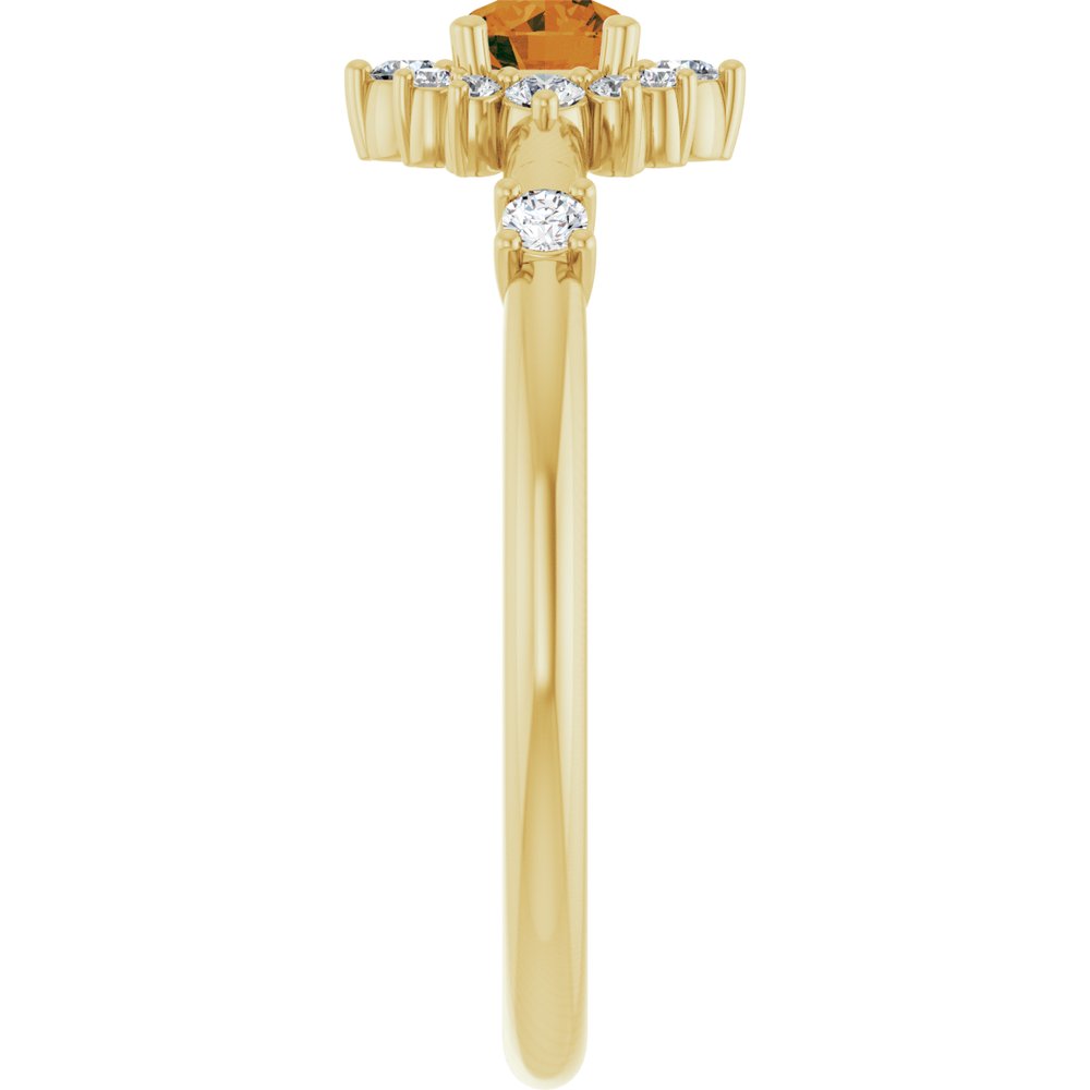 14K Yellow Natural Citrine & 1/6 CTW Natural Diamond Halo-Style Ring