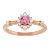 14K Rose Natural Pink Tourmaline & 1/6 CTW Natural Diamond Halo-Style Ring