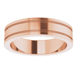 14K Rose 5 mm Flat Comfort-Fit Band with Milgrain Size 9