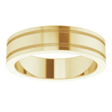 14K Yellow Gold 5 mm Milgrain Grooved Comfort-Fit Flat Band Size 7.5