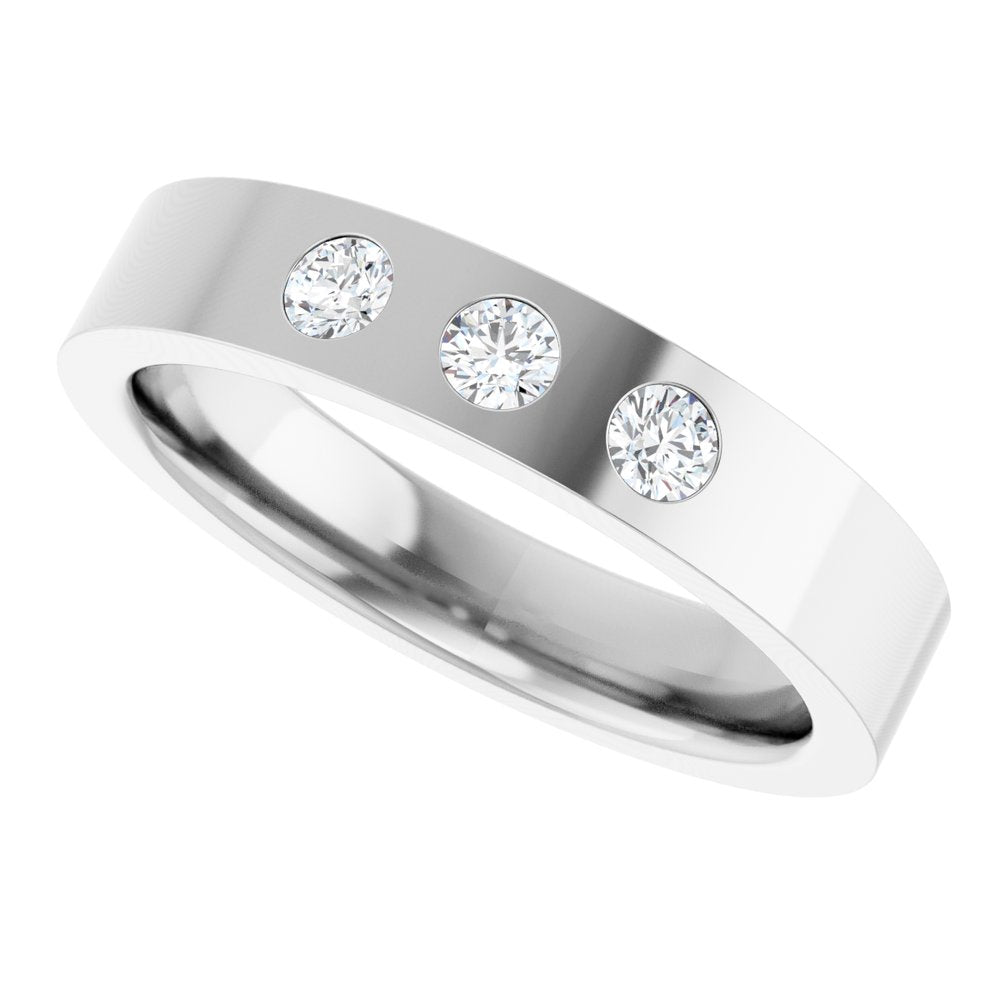 Platinum 1/5 CTW Natural Diamond Three-Stone Flat Band Size 9