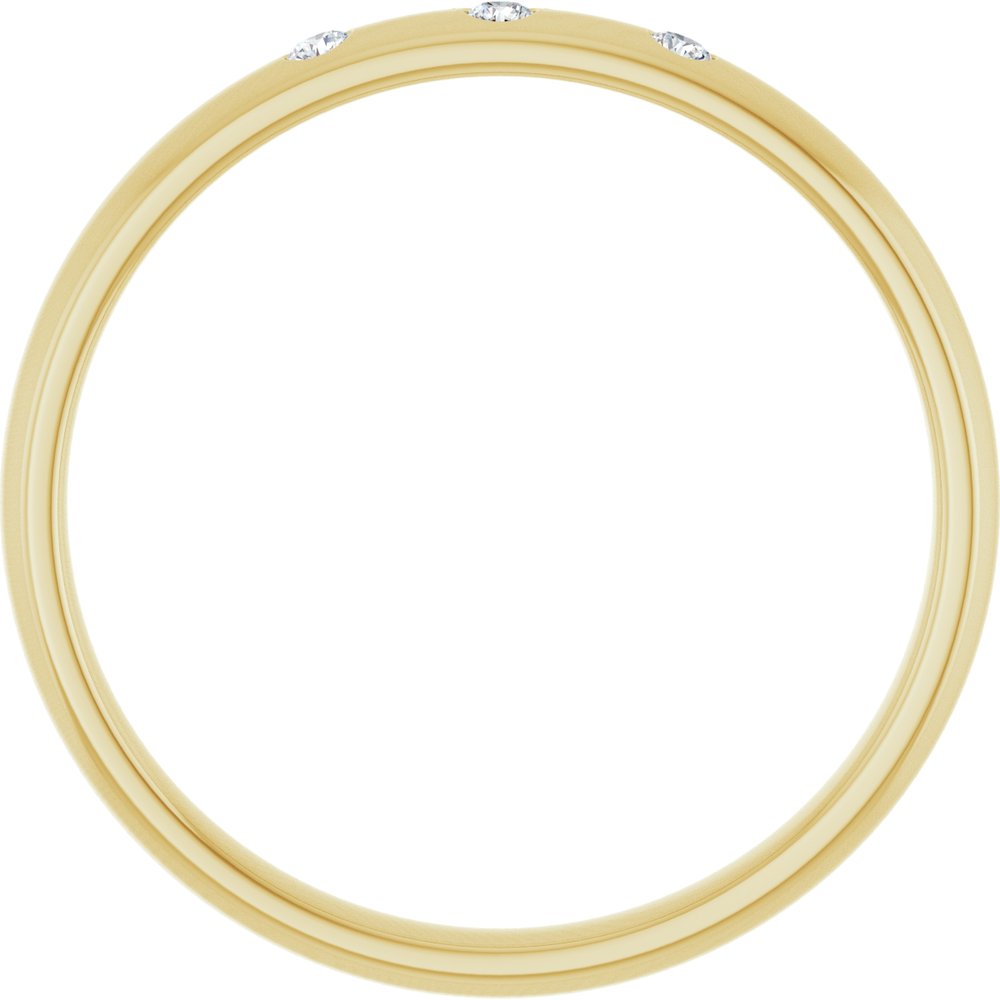 14K Yellow .04 CTW Natural Diamond Three-Stone Comfort-Fit 1.5 mm Half Round Band Size 5