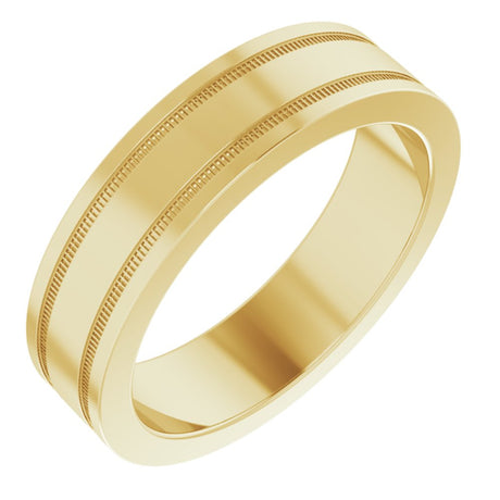 14K Yellow Gold 5 mm Milgrain Grooved Comfort-Fit Flat Band Size 7.5