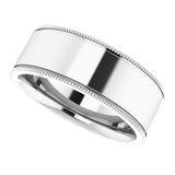 14K White 7 mm Milgrain Flat Comfort Fit Band Size 7