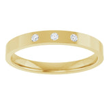 14K Yellow .04 CTW Natural Diamond Three-Stone 2.5 mm Comfort-Fit Flat Band Size 4