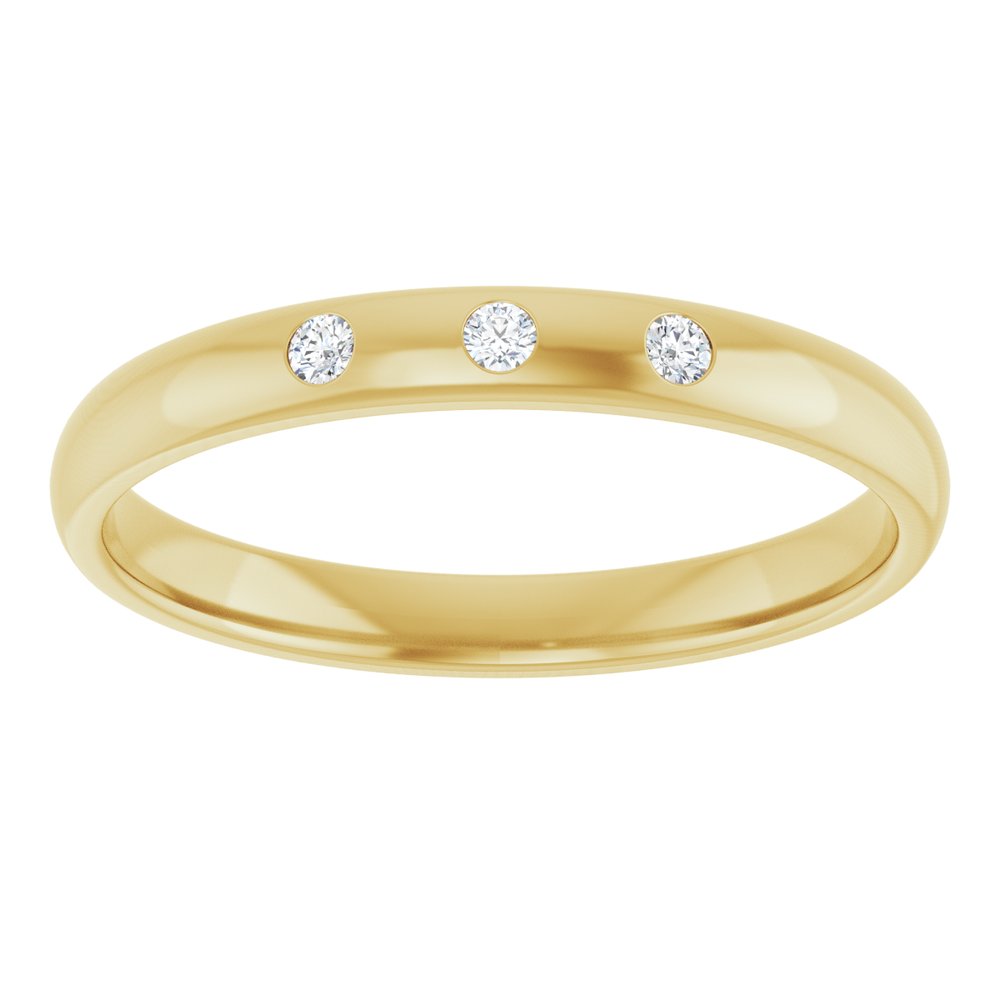 14K Yellow .04 CTW Natural Diamond Three-Stone Comfort-Fit 1.5 mm Half Round Band Size 5