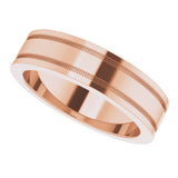 14K Rose 5 mm Flat Comfort-Fit Band with Milgrain Size 9