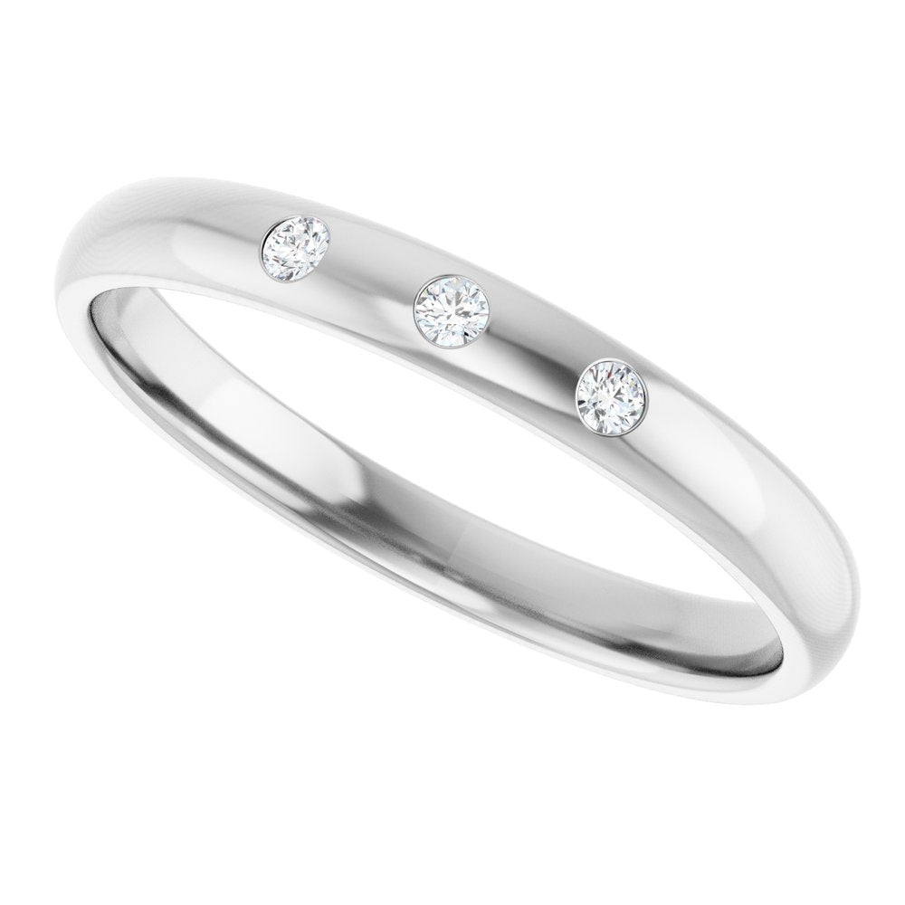 Platinum .04 CTW Natural Diamond Three-Stone Half Round Band